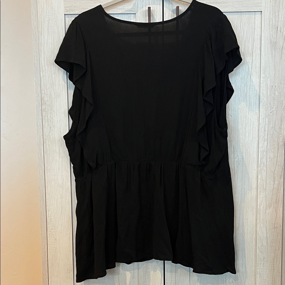 BloomChic Black V-Neck Blouse with Button Detail - Picture 7 of 9